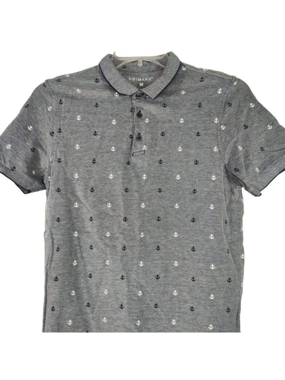 Primark Polo Shirt Collared Men Size M Blue Nautical Short Sleeve Golf Preppy